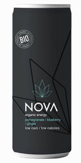 Energidrik aromatiseret med granatæble - blåbær - ingefær BIO 250 ml - NOVA